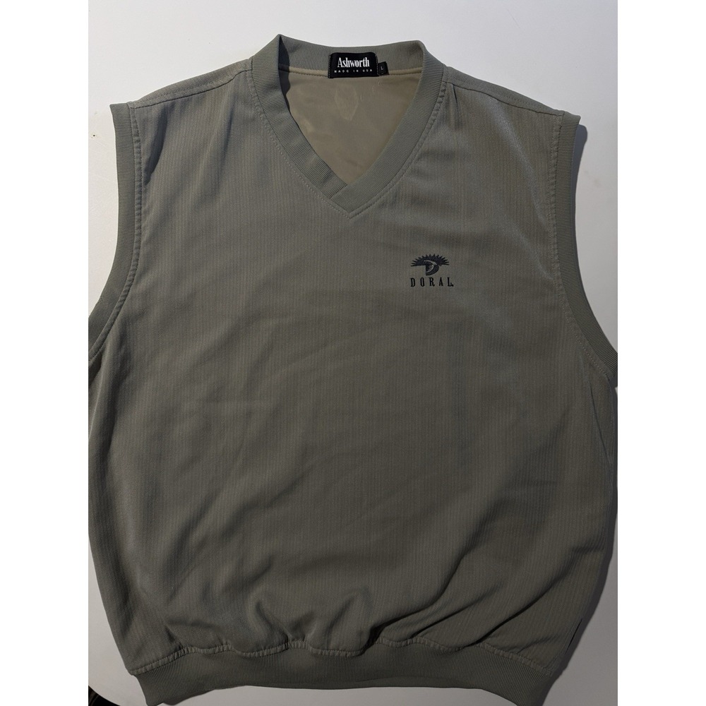 Mens Ashworth Weather Systems Sleeveless Vee Neck Golf Vest Size Large Made‎ USA